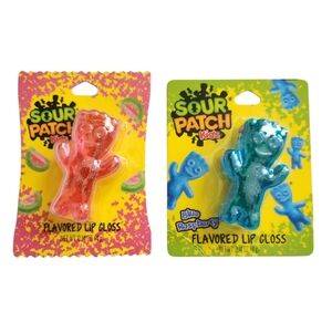 Sour Patch Kids Candy Flavored Women's Lip Gloss Set Red & Blue Chapstick Makeup
